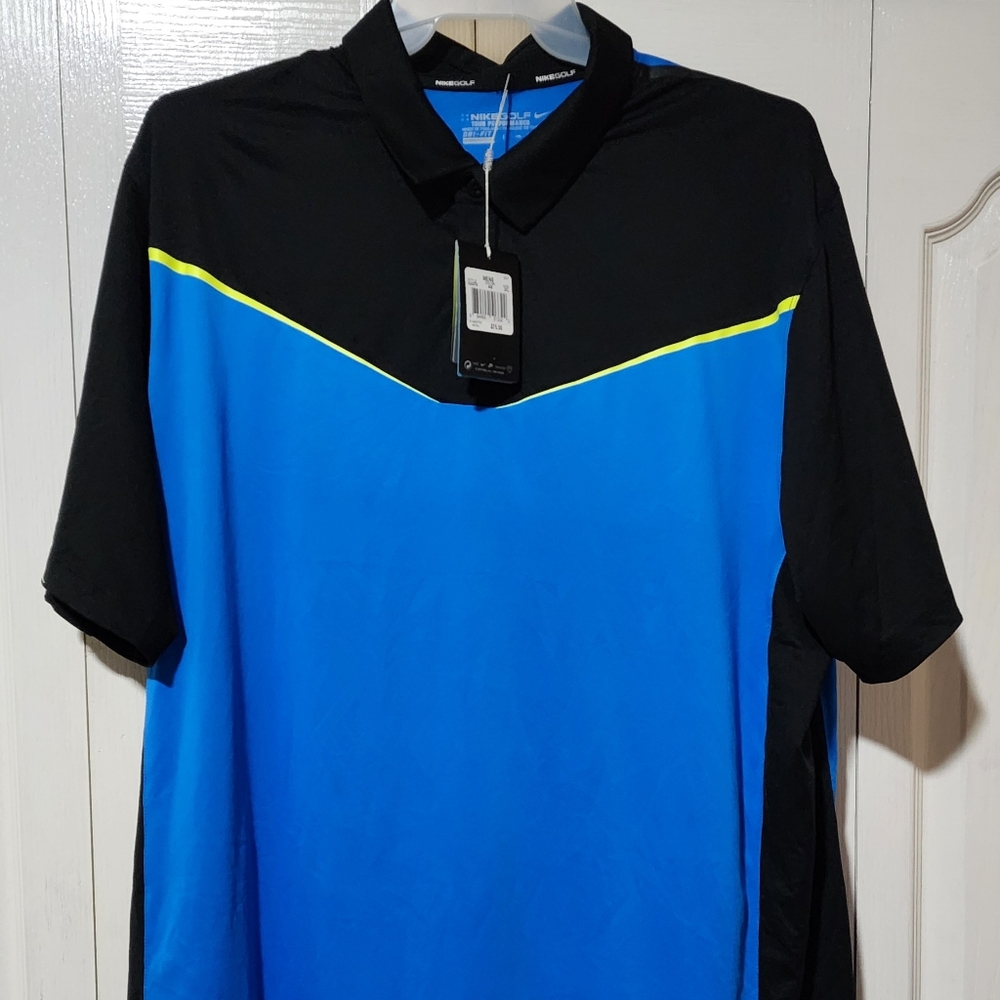 NWT Nike Golf Tour Perormance Dri Fit Polo Blue And Black